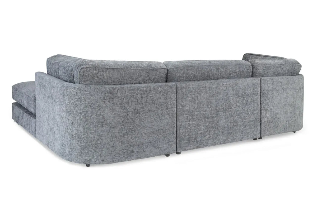 Esma Full Back Grey U-Shape Corner Sofa – Large Family Fabric Sofa