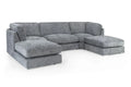 Esma Full Back Grey U-Shape Corner Sofa – Large Family Fabric Sofa