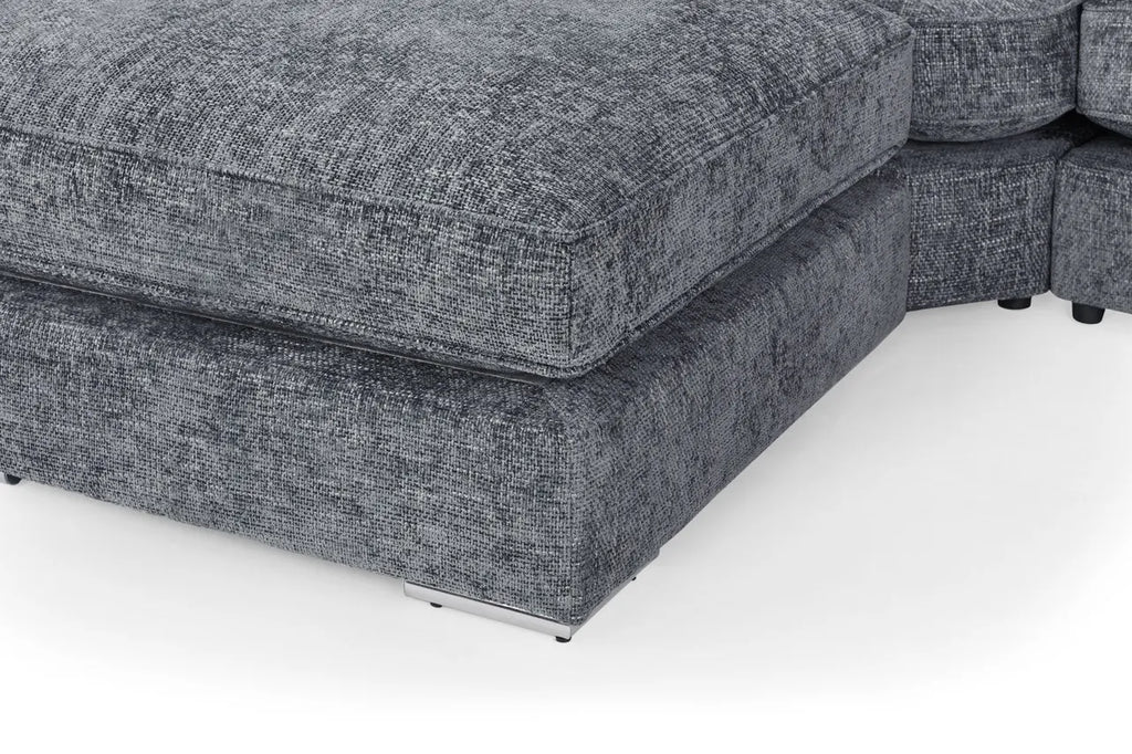 Esma Full Back Grey U-Shape Corner Sofa – Large Family Fabric Sofa