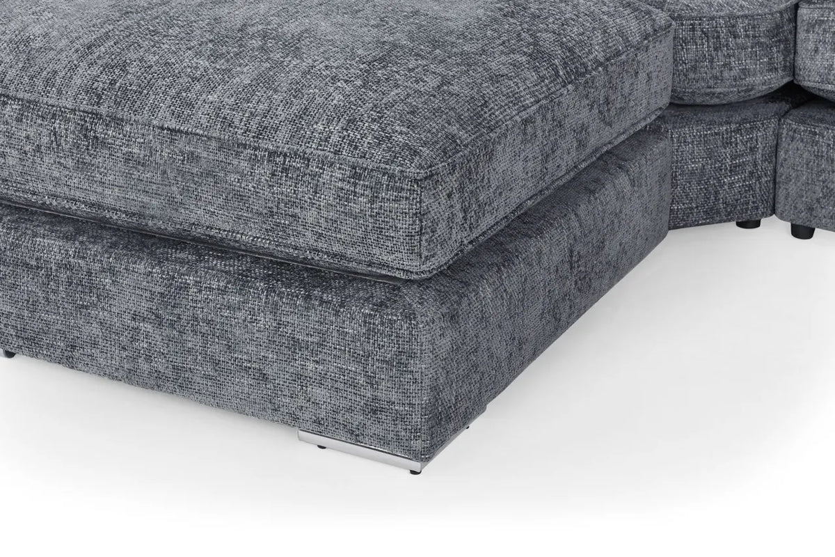 Esma Full Back Grey U-Shape Corner Sofa – Large Family Fabric Sofa