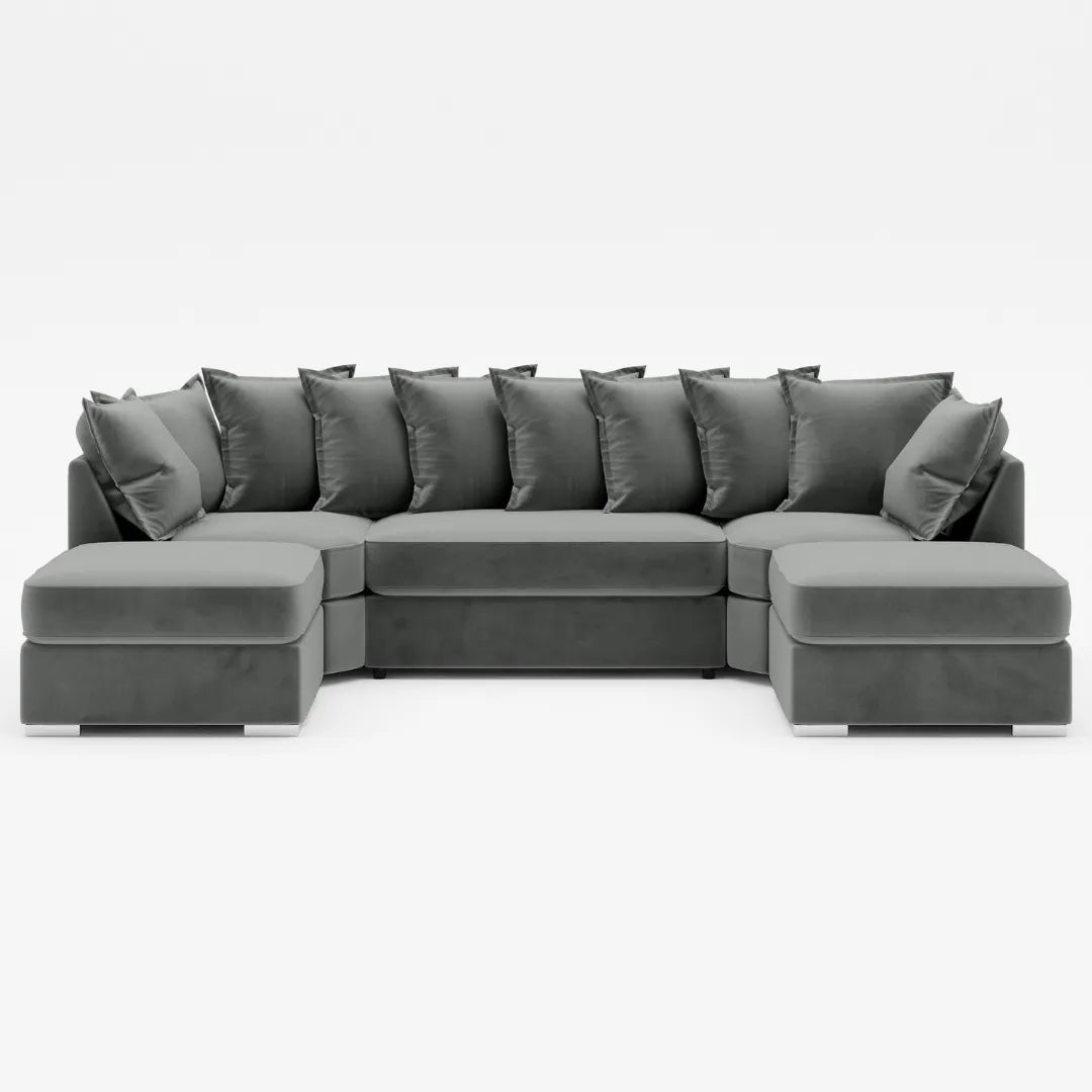 Primrose U Shape Corner Sofa Scatter Back Grey