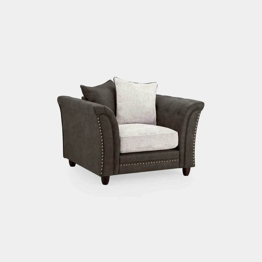 Bella Grey/Black 1 Seater Sofa