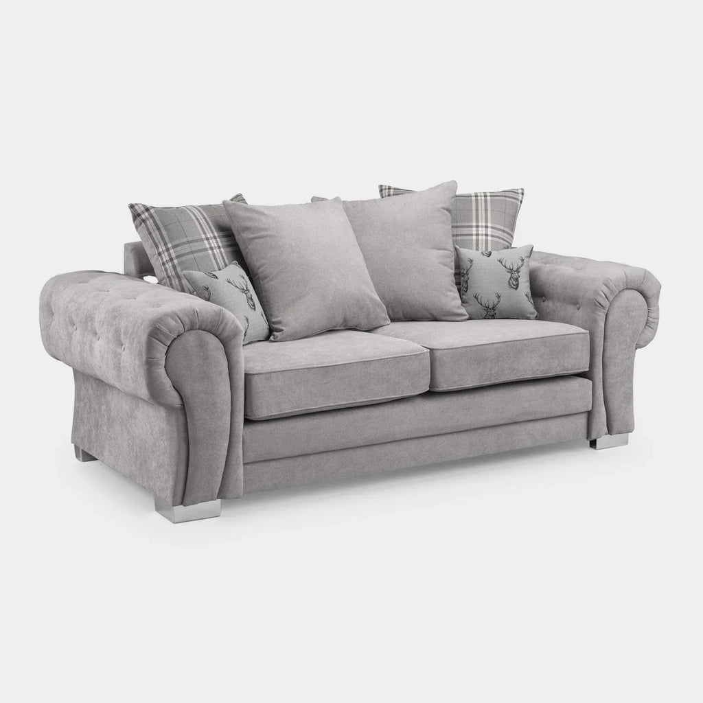 Verona Fabric Sofa Scatterback 3 Seater Grey Or Black