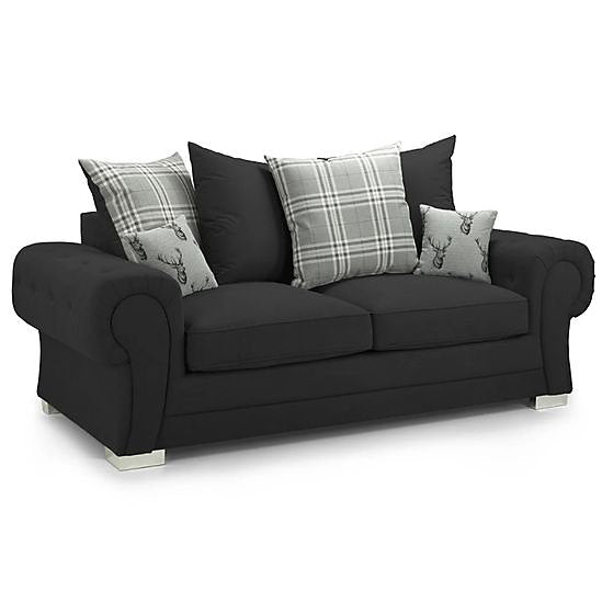 Verona Fabric Sofa Scatterback 3 Seater Grey Or Black