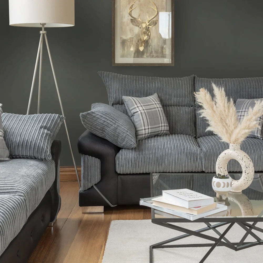 Logan Grey/Black 2 Seater Sofa