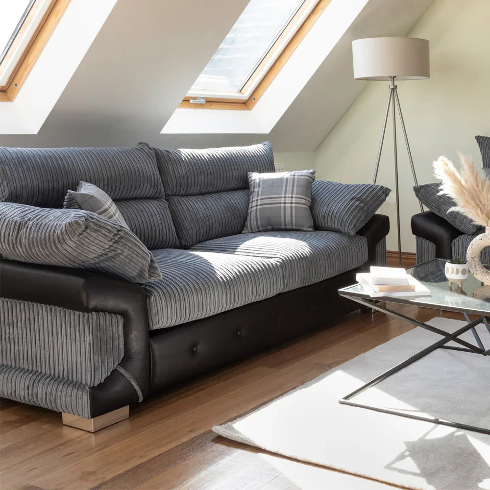 Logan Grey/Black 2 Seater Sofa