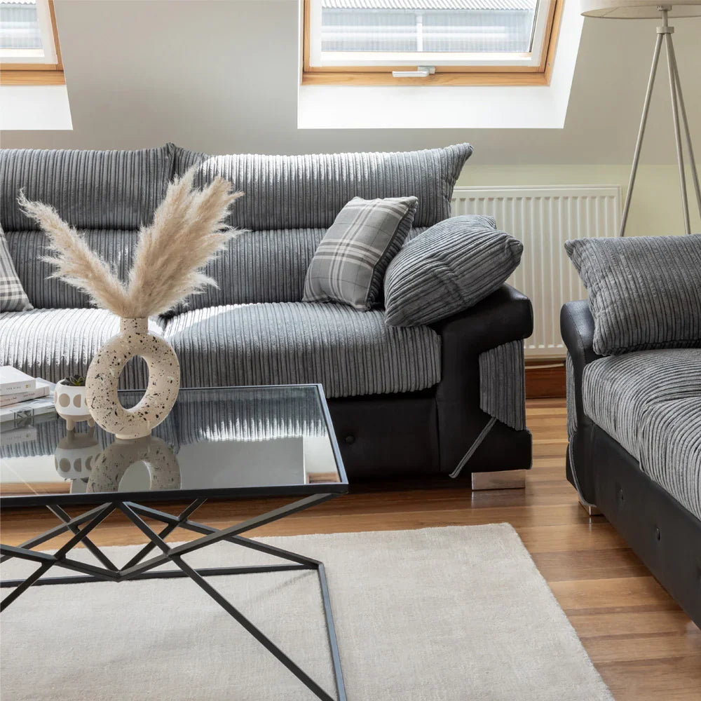Logan Grey/Black 2 Seater Sofa