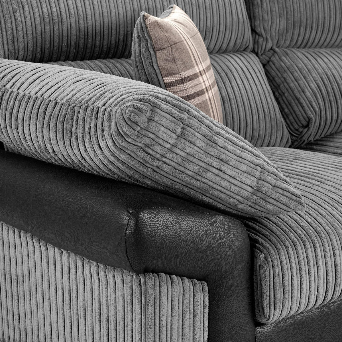Logan Grey/Black Large Corner Sofa