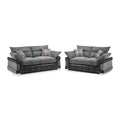 Logan Grey & Black 3 + 2 Sofa Set – Luxury Fabric Sofa Suite with Plush Comfort