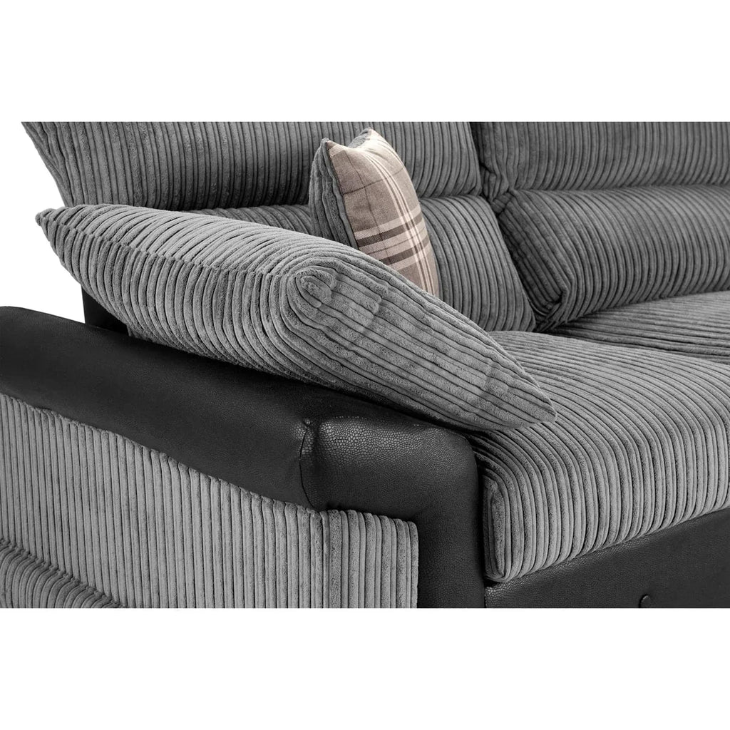 Logan Grey & Black 3 + 2 Sofa Set – Luxury Fabric Sofa Suite with Plush Comfort
