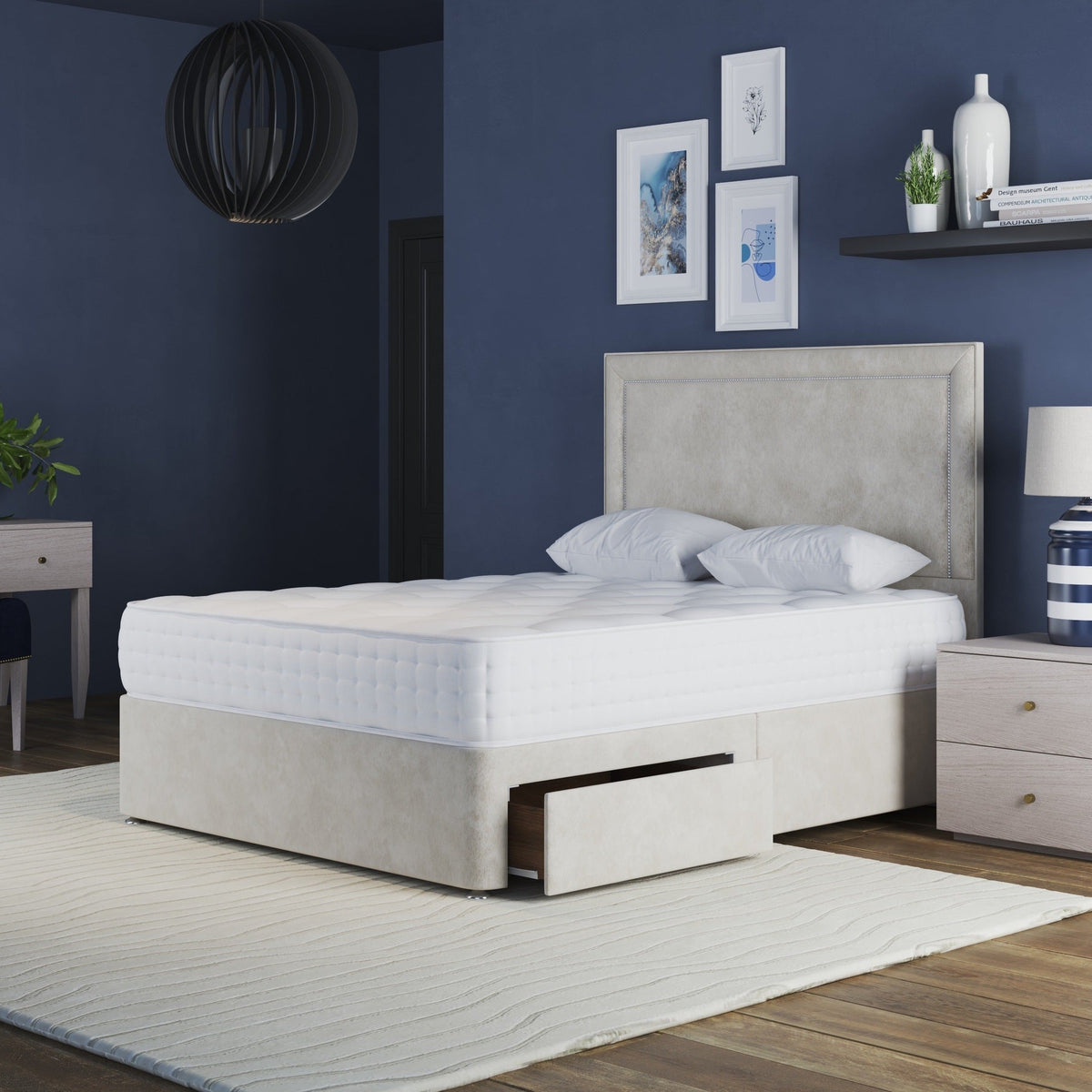 Hannah Bed Divan Base And Headboard | BROWN
