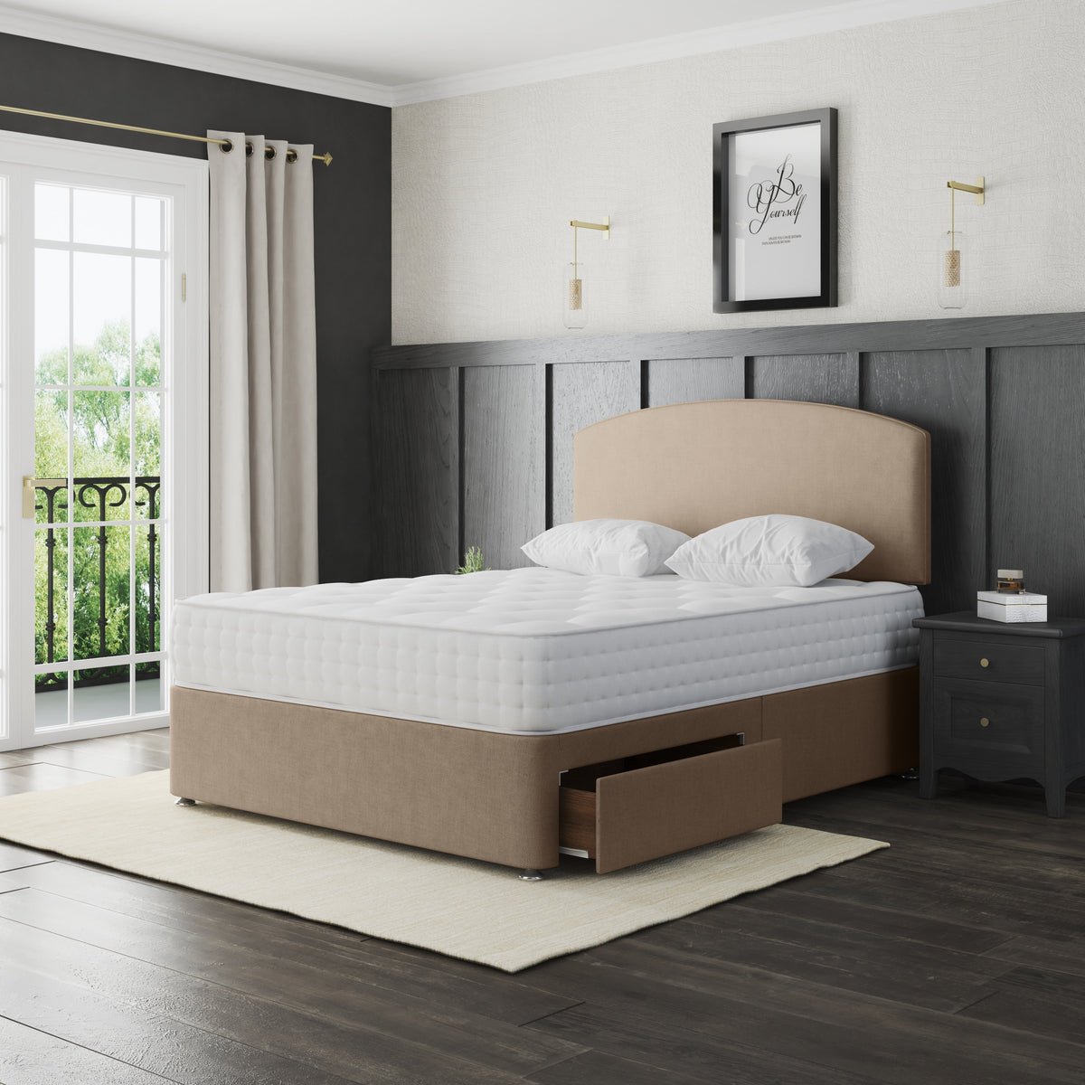 Chelsea Bed Divan Base And Headboard | SILVER