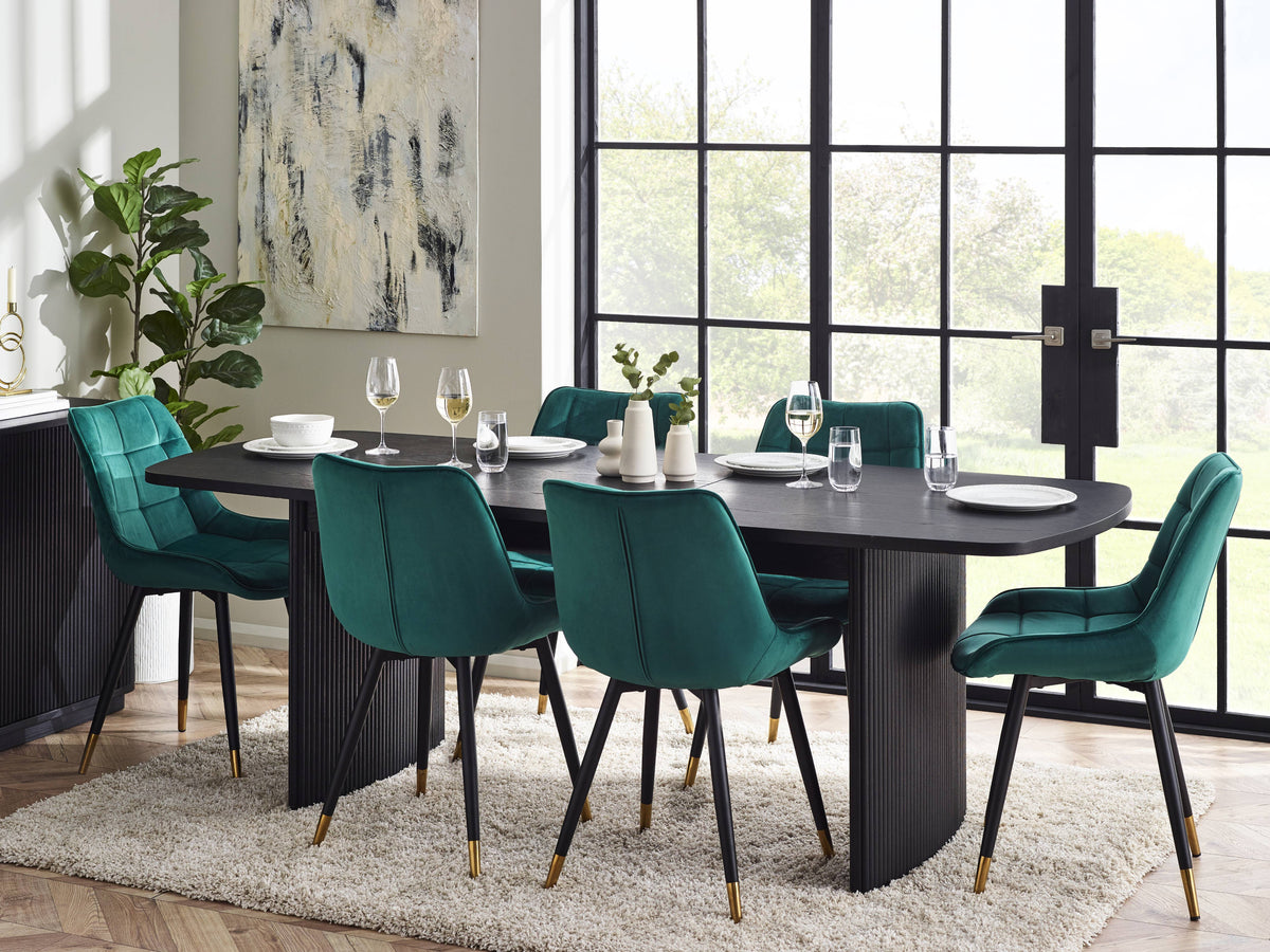 Louis Black Fluted Extending Dining Table