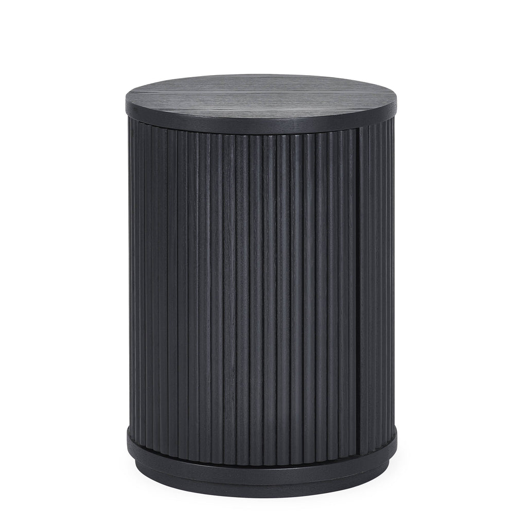 Louis Black Fluted Side Table With Door