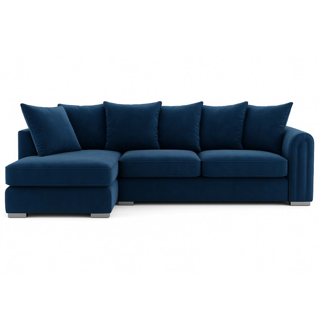 Monaco Plush Velvet Corner Sofa – Luxury Left Hand Chaise