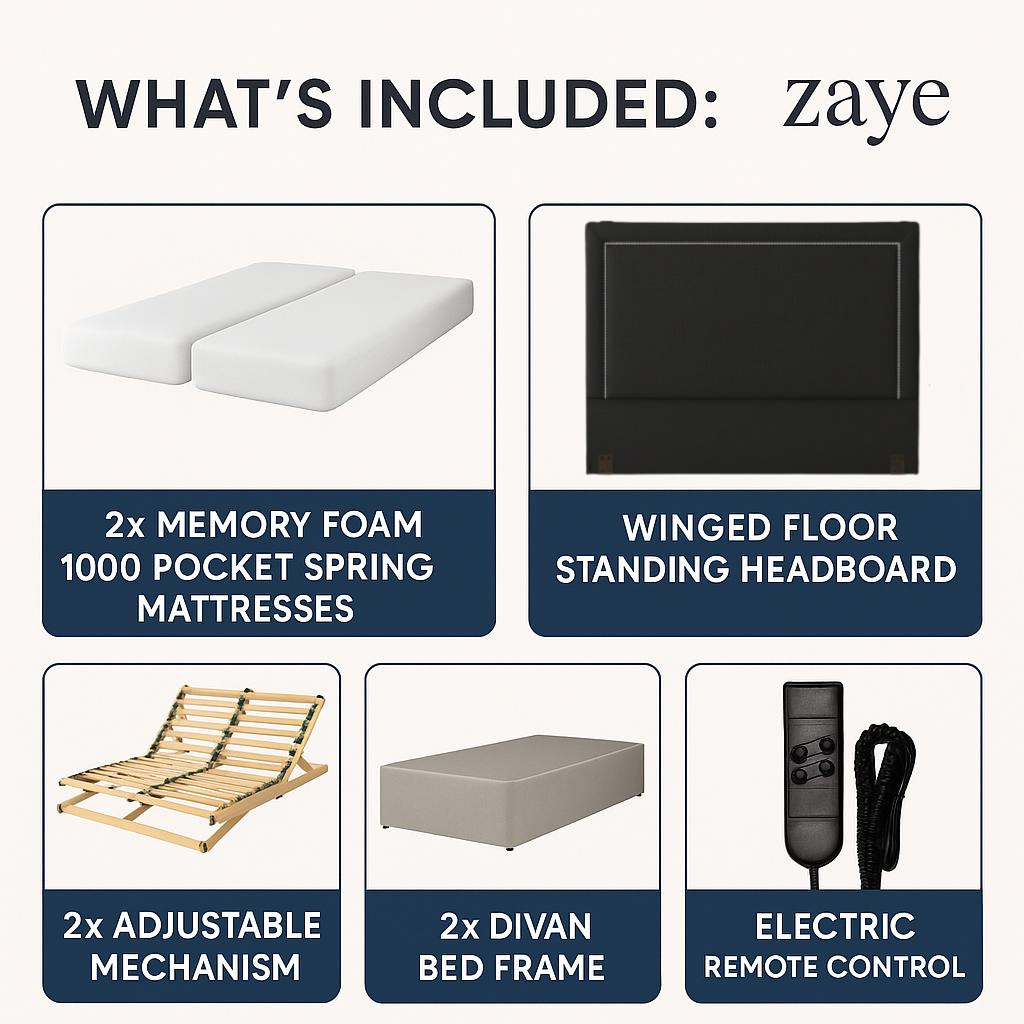 EaseMotion HealthPlus Electric Adjustable Bed Set – Memory Gel 1000 Mattress & Advanced Comfort Support | GREEN