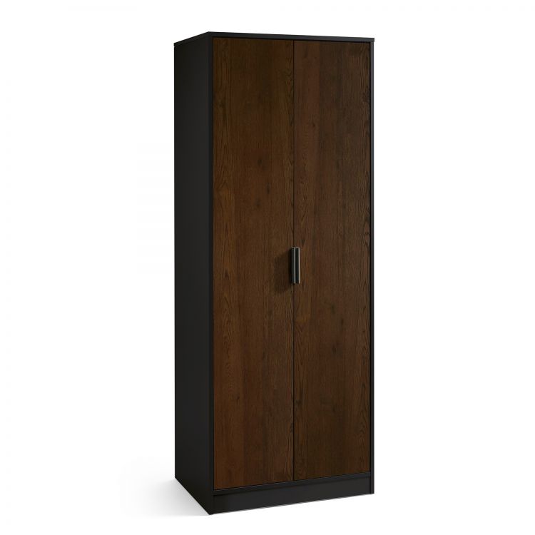 Alba 2 Door Wardrobe - Walnut/Black