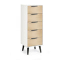Alba 5 Drawer Narrow Chest - White/Oak