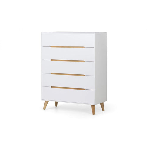Alicia 5 Drawer Chest - White Julian Bowen 