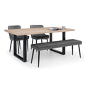 Berwick Dining Table, Luxe Low Grey Bench & 2 Luxe Grey Chairs
