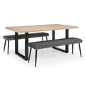 Berwick Dining Table & 2 Luxe Low Grey Benches