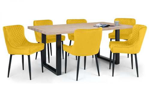 Berwick Dining Table & 6 Luxe Mustard Chairs