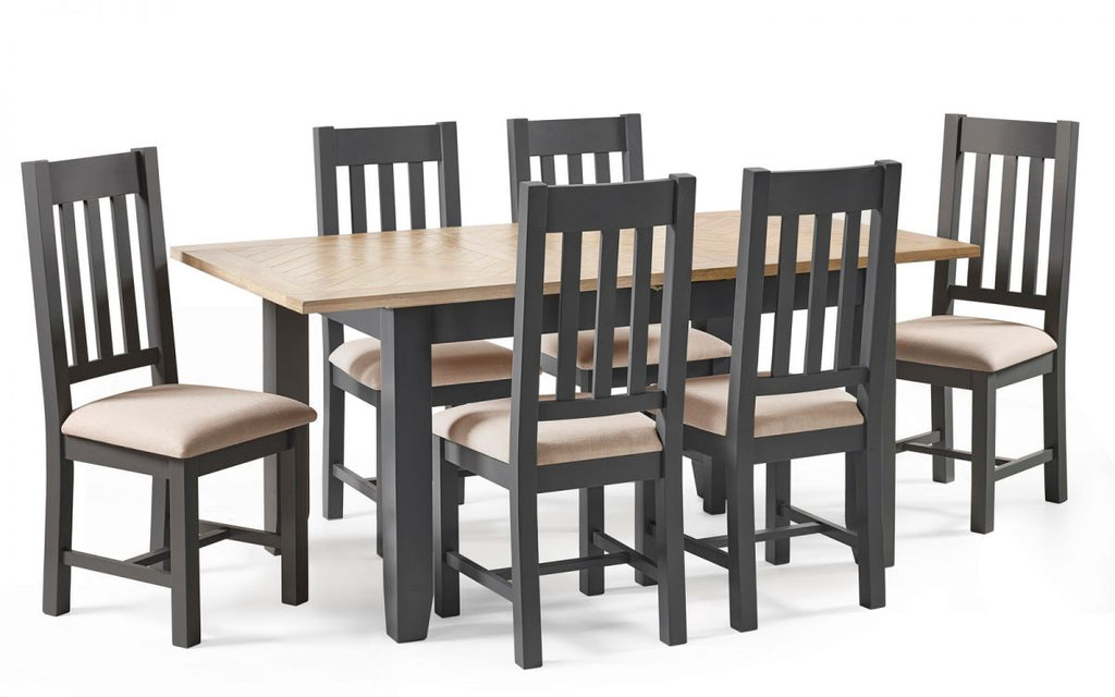 Bordeaux Dining Set (6 Chairs) - Dark Grey
