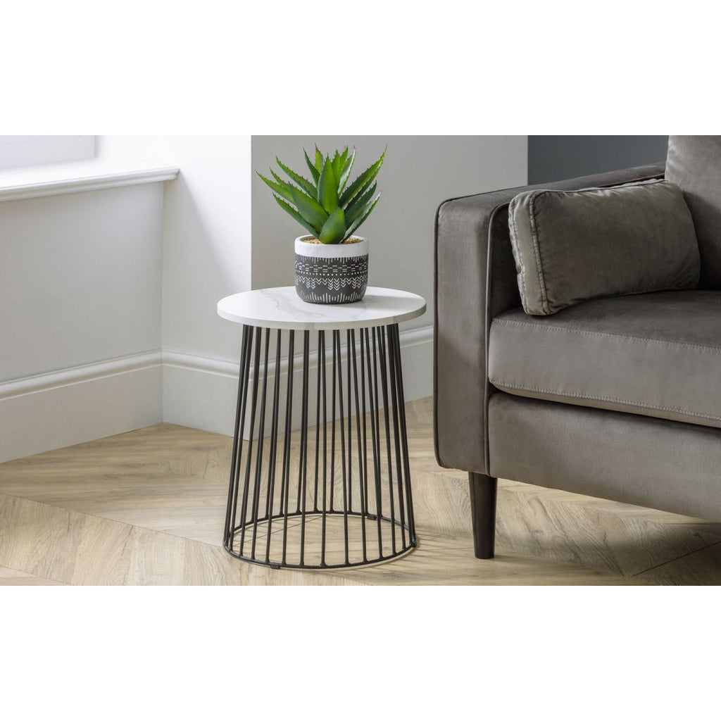 Broadway Round Lamp Table - White Marble