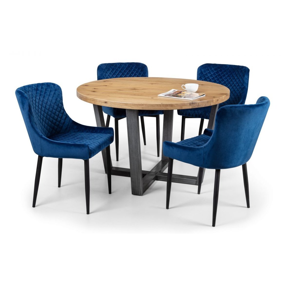 Luxe Velvet Dining Chair - Blue/Black