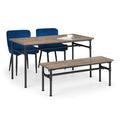 Carnegie Dining Table, Bench & 2 Luxe Blue Chairs