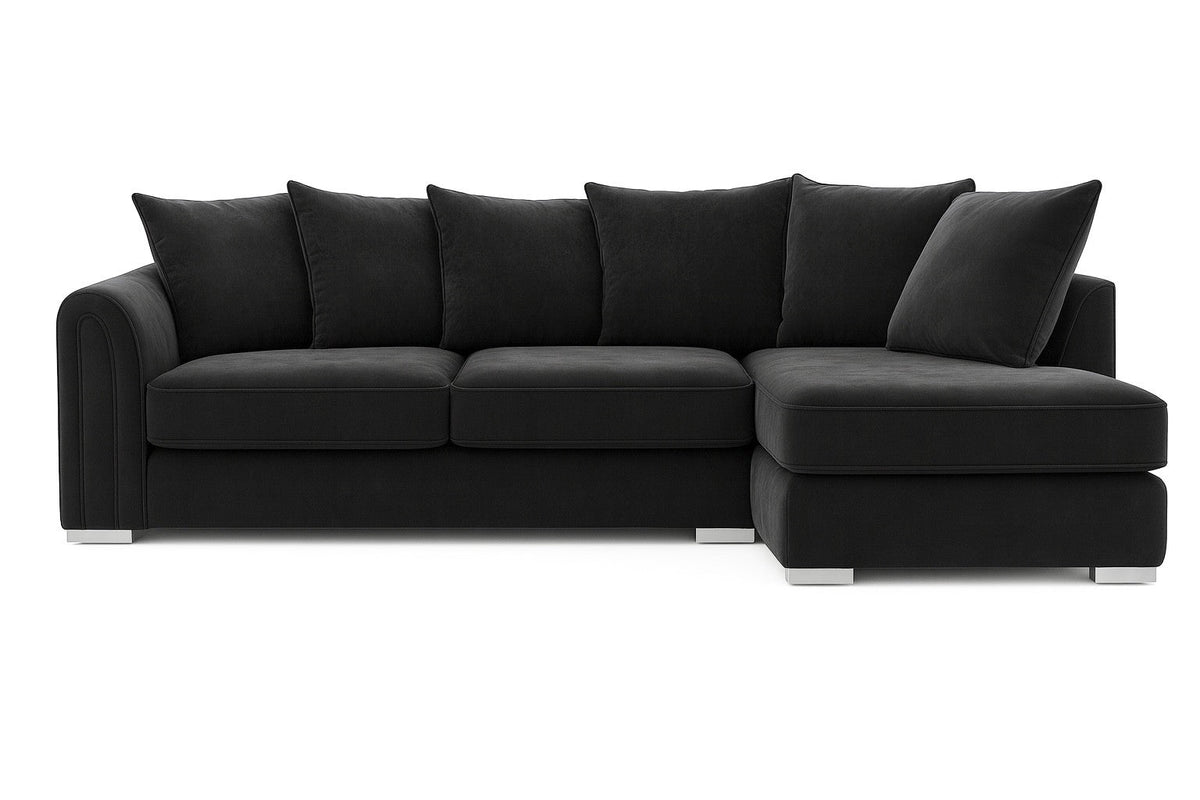 Monaco Plush Velvet Corner Sofa – Luxury Right Hand Chaise Sofa