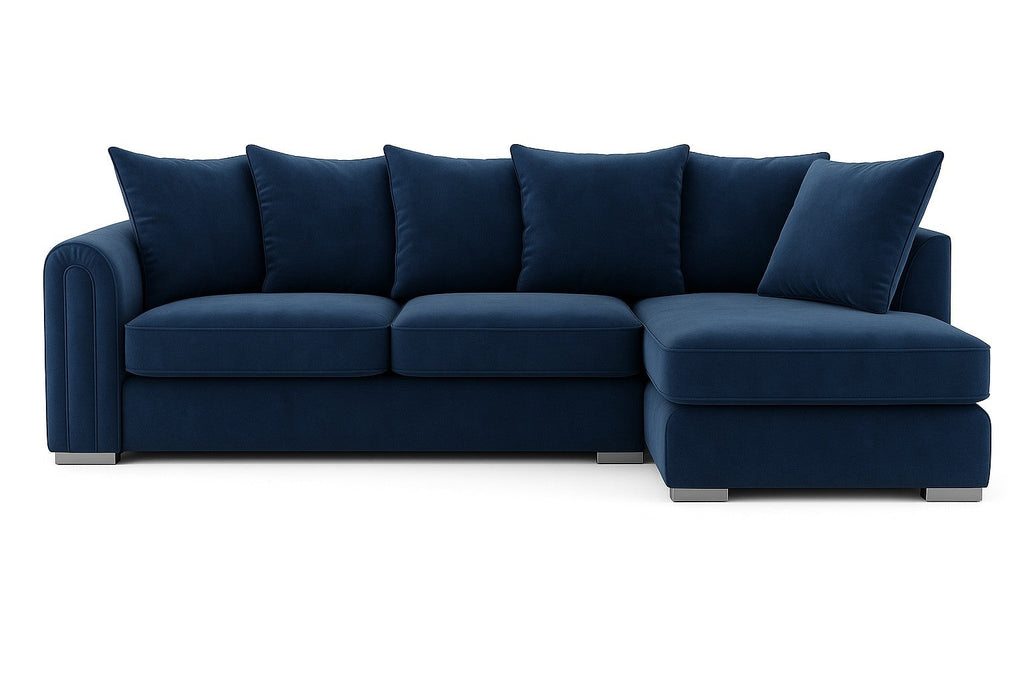 Monaco Plush Velvet Corner Sofa – Luxury Right Hand Chaise Sofa