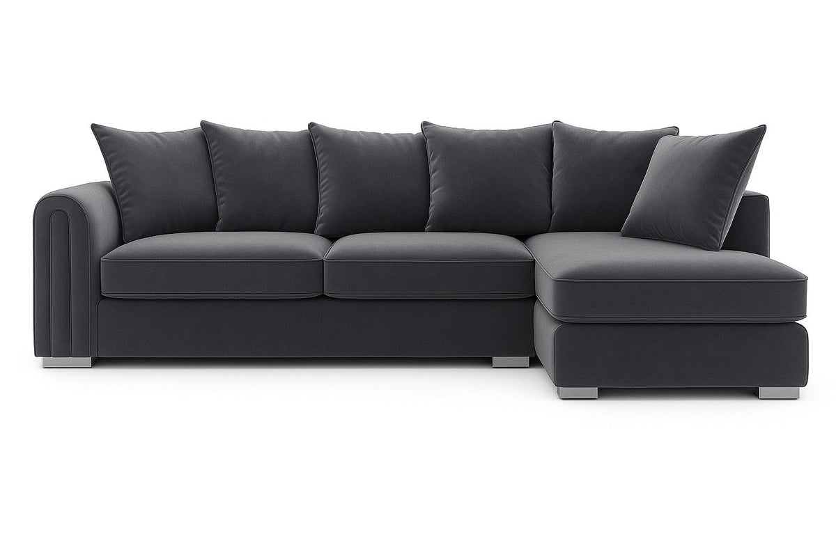 Monaco Plush Velvet Corner Sofa – Luxury Right Hand Chaise Sofa