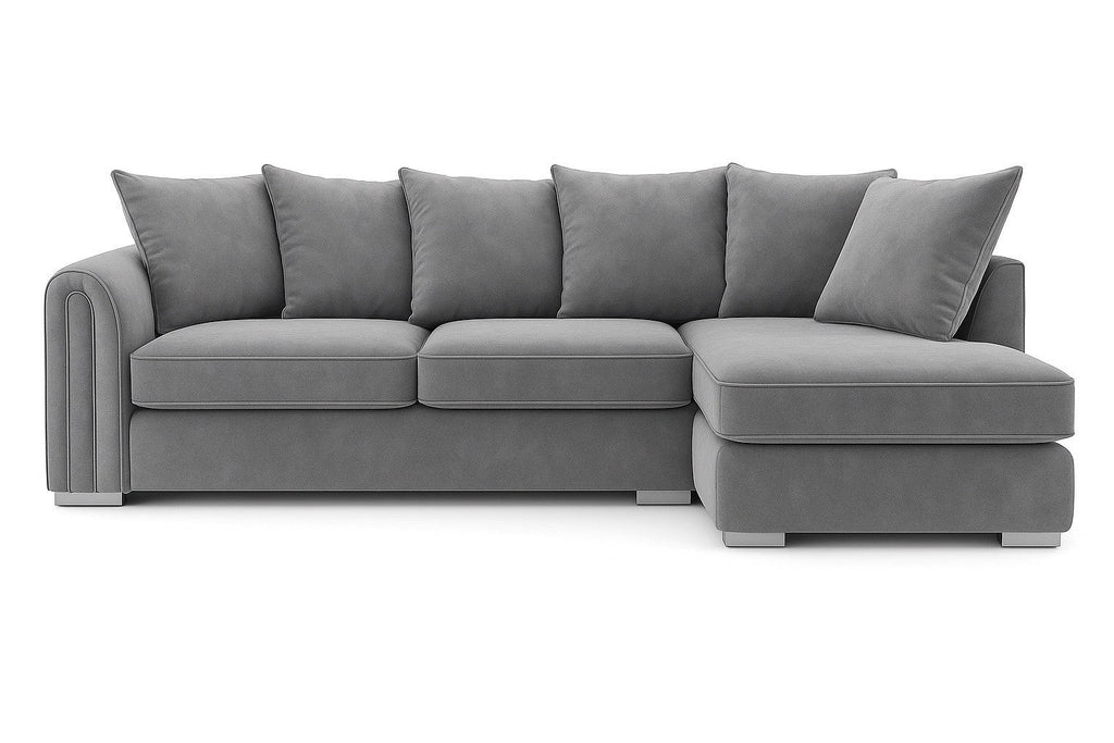 Monaco Plush Velvet Corner Sofa – Luxury Right Hand Chaise Sofa