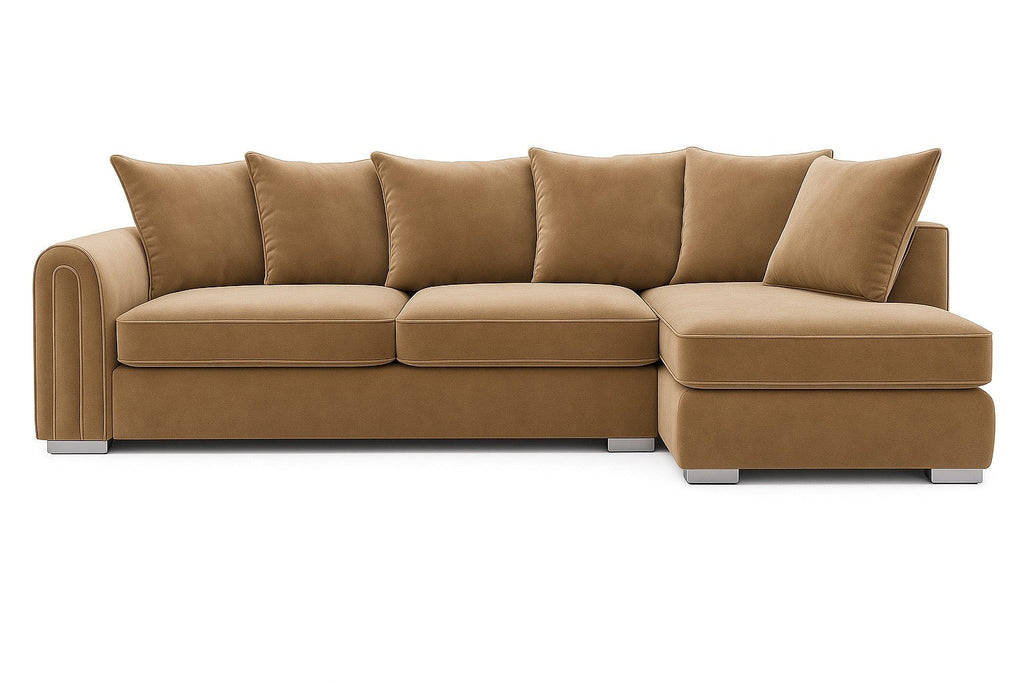 Monaco Plush Velvet Corner Sofa – Luxury Right Hand Chaise Sofa
