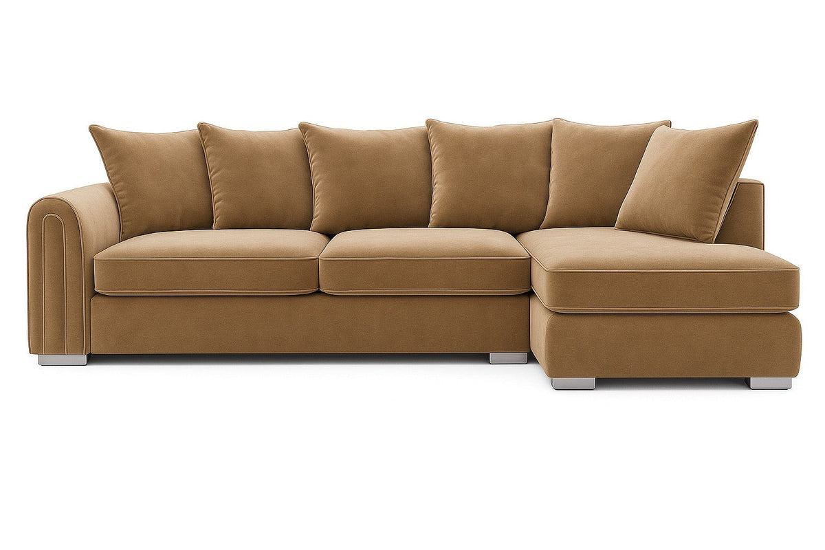 Monaco Plush Velvet Corner Sofa – Luxury Right Hand Chaise Sofa