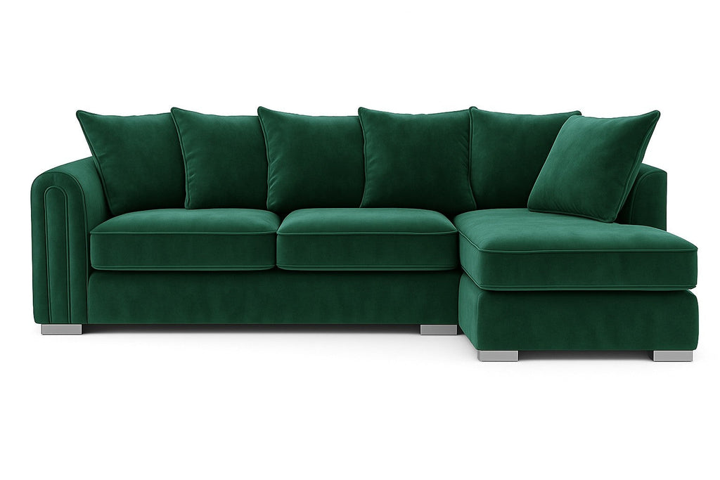 Monaco Plush Velvet Corner Sofa – Luxury Right Hand Chaise Sofa