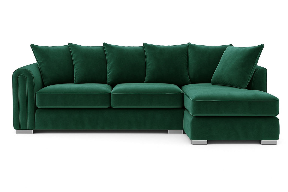 Monaco Plush Velvet Corner Sofa – Luxury Right Hand Chaise Sofa