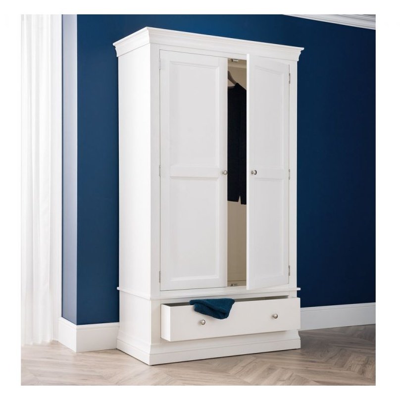 Clermont 2 Door 1 Drawer Wardrobe - White