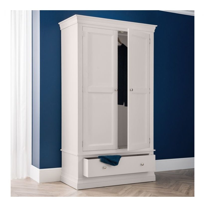 Clermont 2 Door 1 Drawer Wardrobe - Light Grey