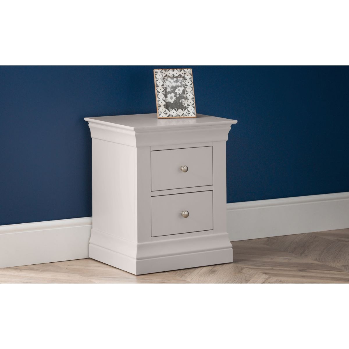 Clermont 2 Drawer Bedside - Light Grey