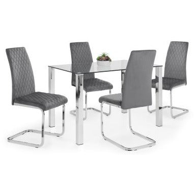 Calabria Velvet Cantilever Dining Chair - Grey
