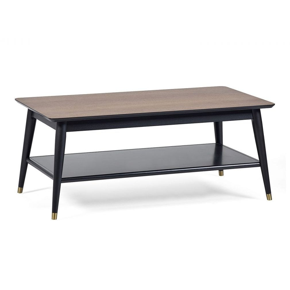 Findlay Coffee Table with Shelf - Walnut & Black