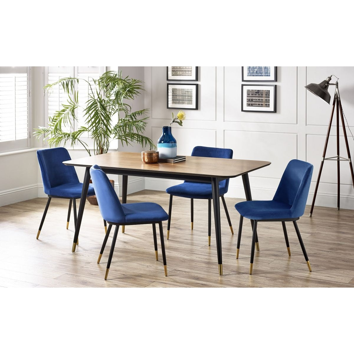 Findlay Rectangular Table & 4 Delaunay Blue Chairs