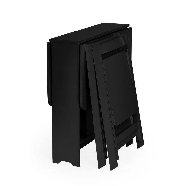 Gatan Small Gateleg Table With 2 Chairs - Black