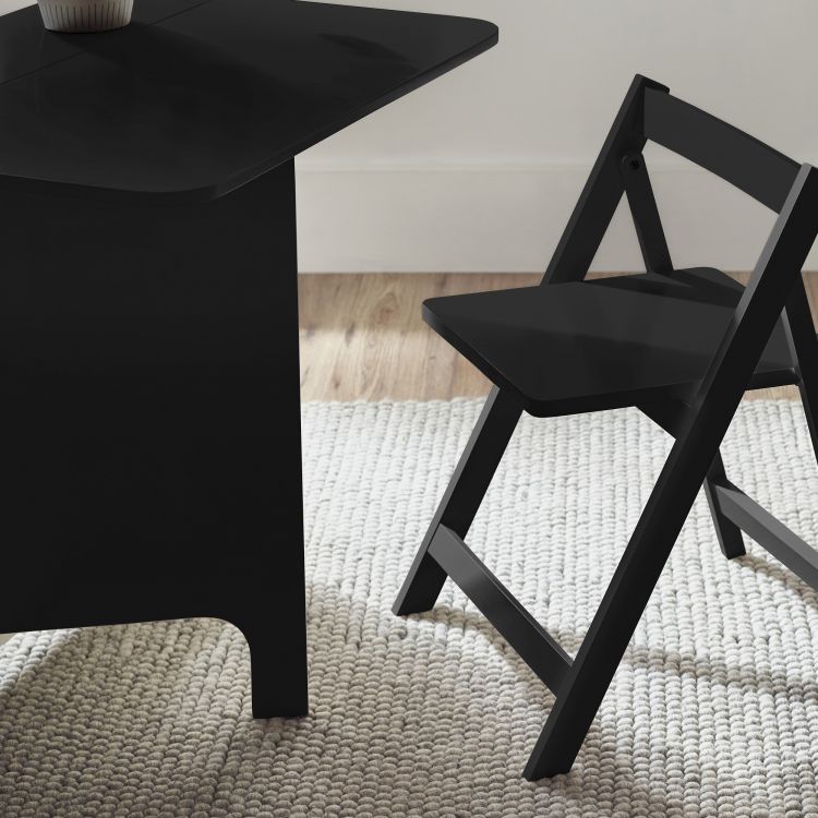 Gatan Small Gateleg Table With 2 Chairs - Black