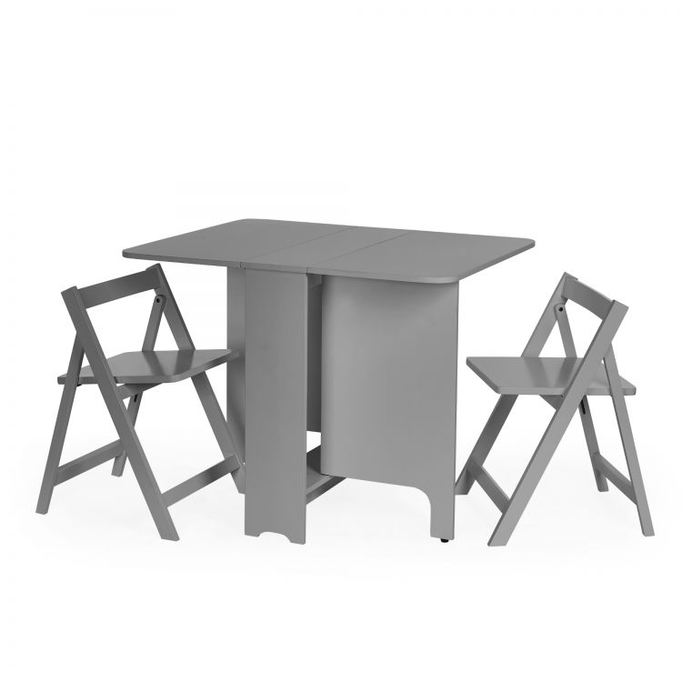 Gatan Small Gateleg Table With 2 Chairs - Grey