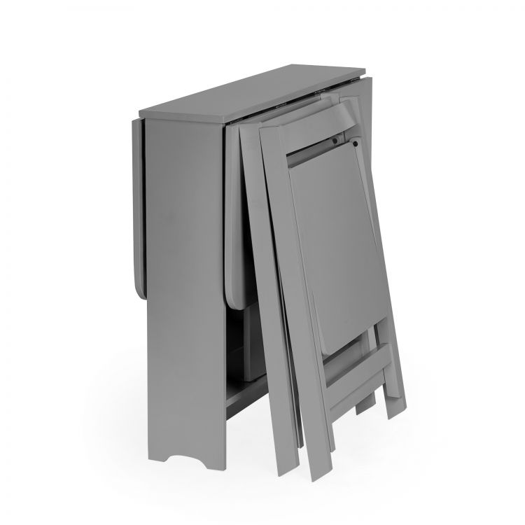 Gatan Small Gateleg Table With 2 Chairs - Grey