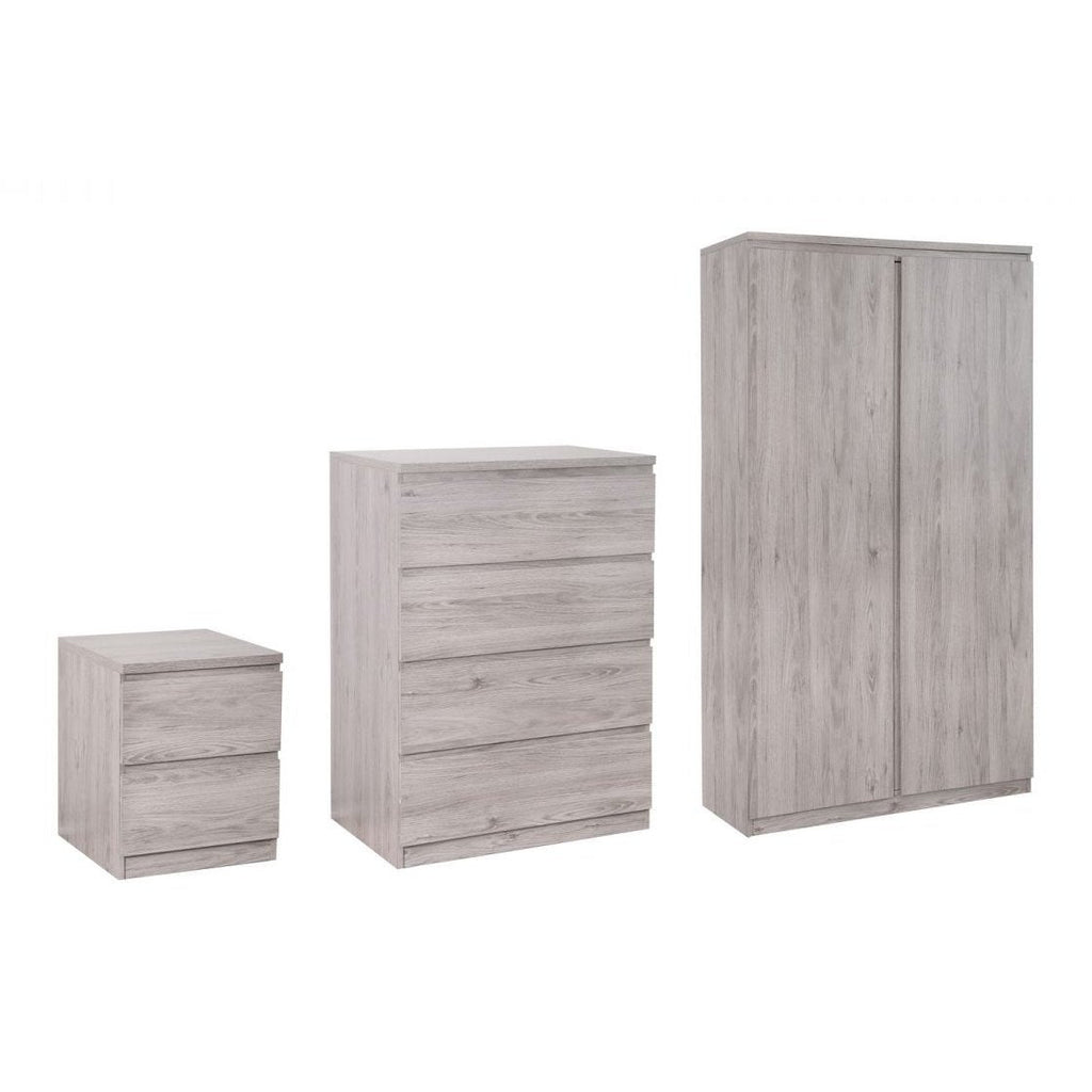 Jupiter 2 Drawer Bedside - Grey Oak