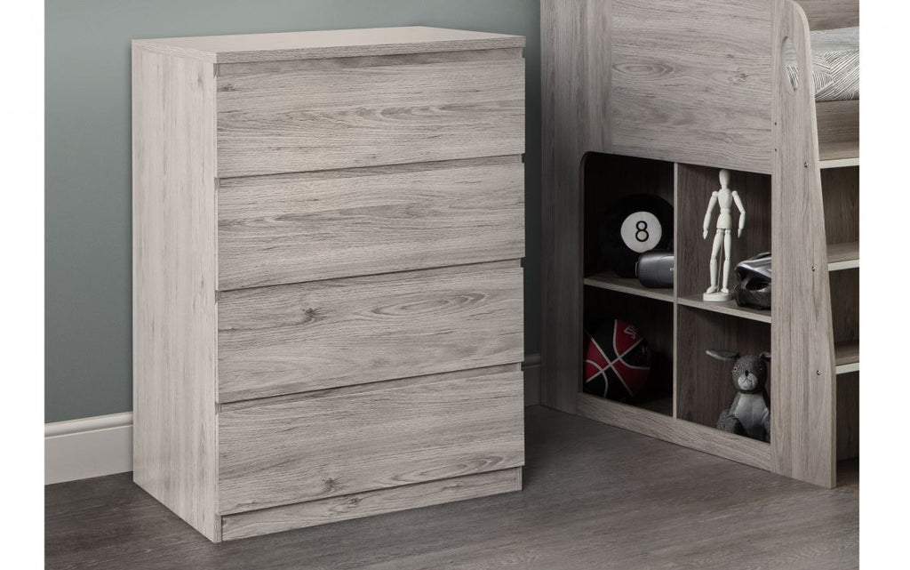 Jupiter 4 Drawer Chest - Grey Oak